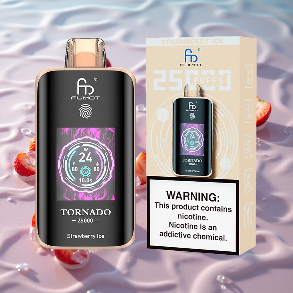 Fumot Tornado 25000 Puffs HD Skjerm Jordbær Is
