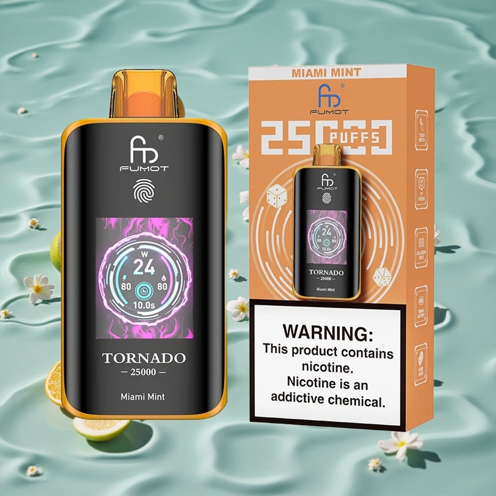 Fumot Tornado 25000 Puffs HD Skjerm Miami Mynte