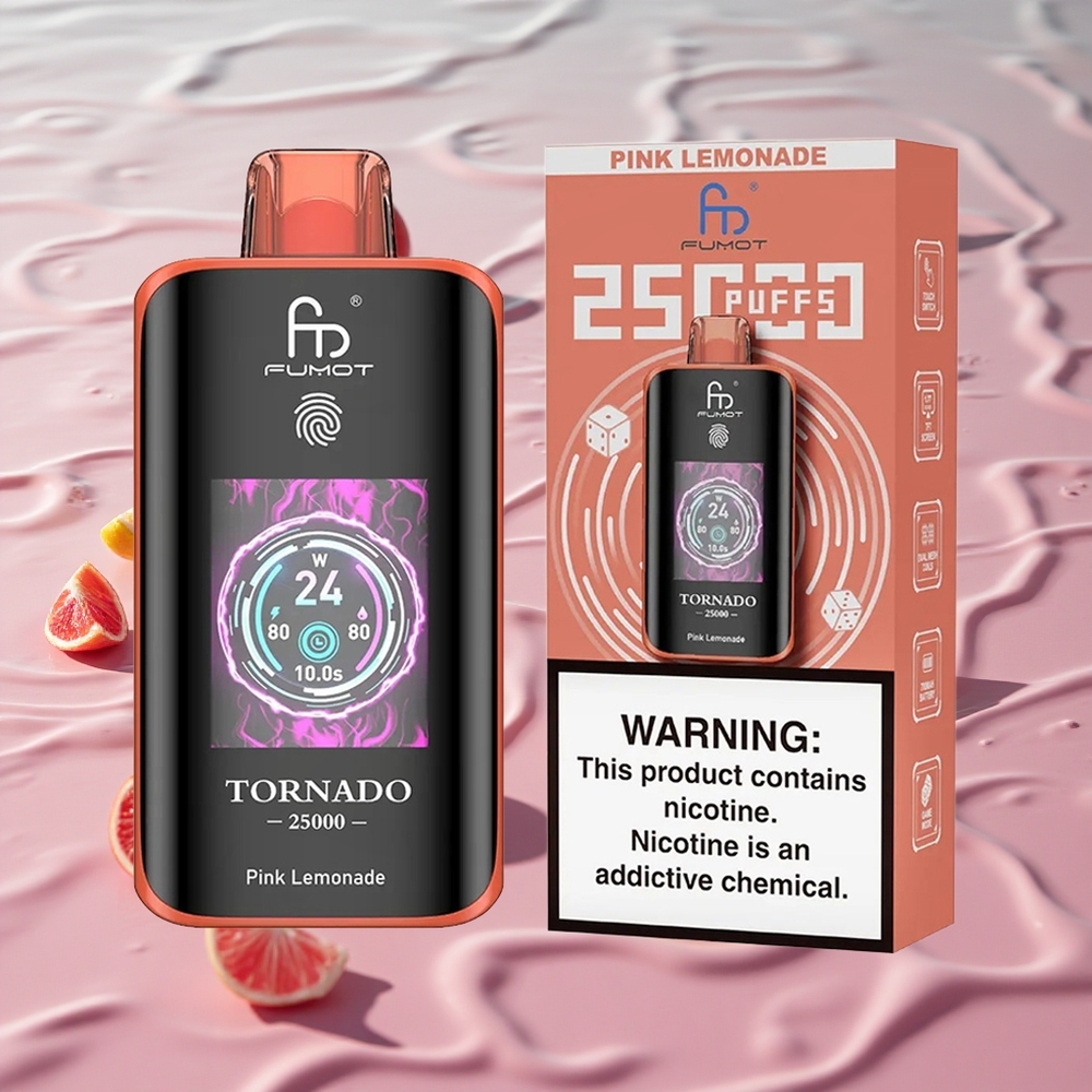 Fumot Tornado 25000 Puffs HD Skjerm Rosa Sitronade