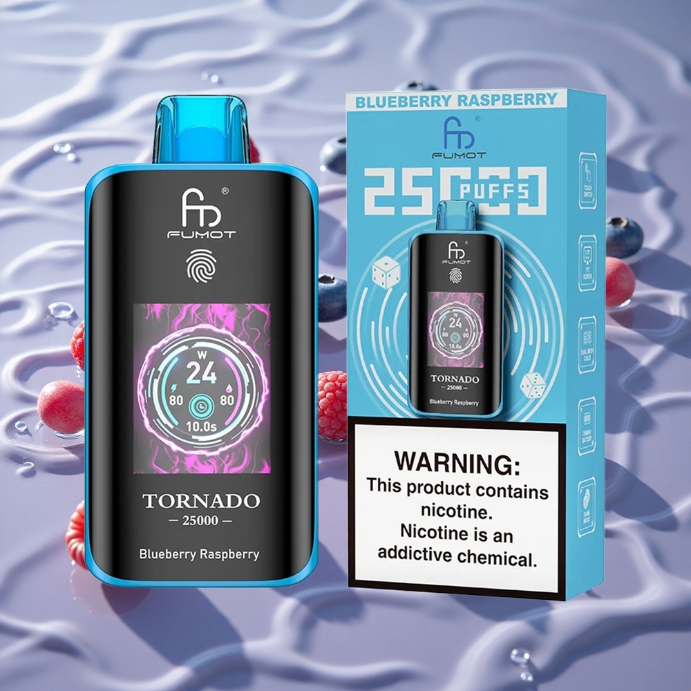 Fumot Tornado 25000 Puffs Oppladbar Batteri Blåbær Bringebær
