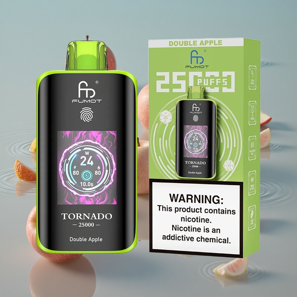 Fumot Tornado 25000 Puffs Oppladbar Batteri Dobbel Eple