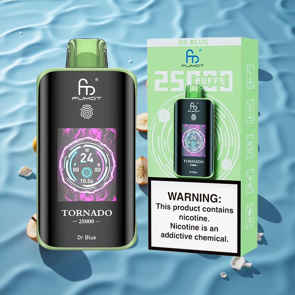 Fumot Tornado 25000 Puffs Oppladbar Batteri Dr Blå
