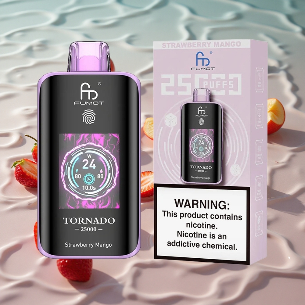 Fumot Tornado 25000 Puffs Oppladbar Batteri Jordbær Mango