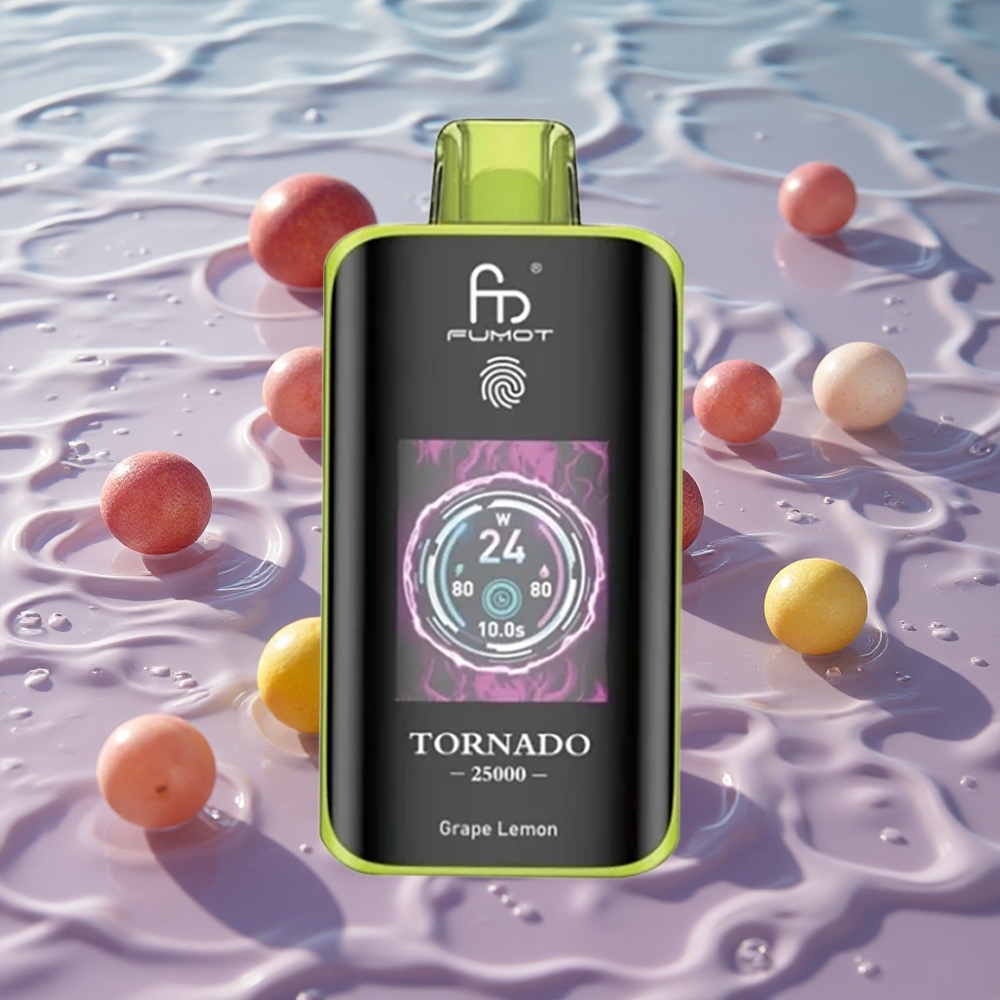 Fumot Tornado 25000 Puffs Oppladbar Batteri og Type-C-lading Drupe Sitron