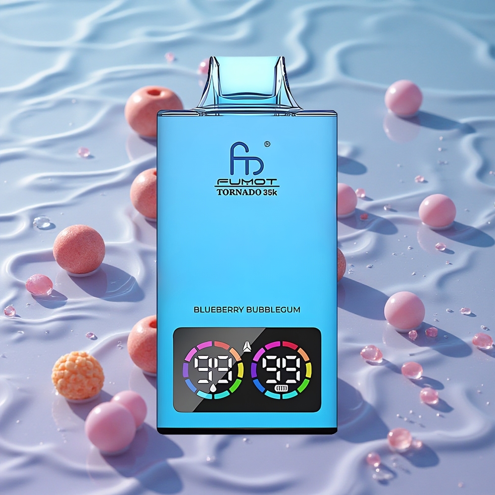 Fumot Tornado 35000 Disposable Blåbær Tyggegummi med 15ml E-væske og USB-C