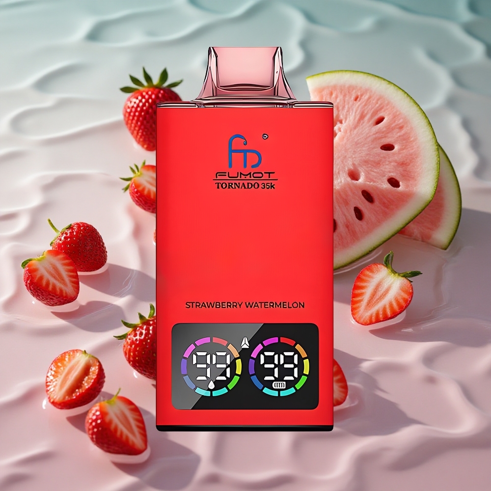Fumot Tornado 35000 Engangs Vape Jordbær Vannmelon med Dual Mesh Coil og 15ml E-væske
