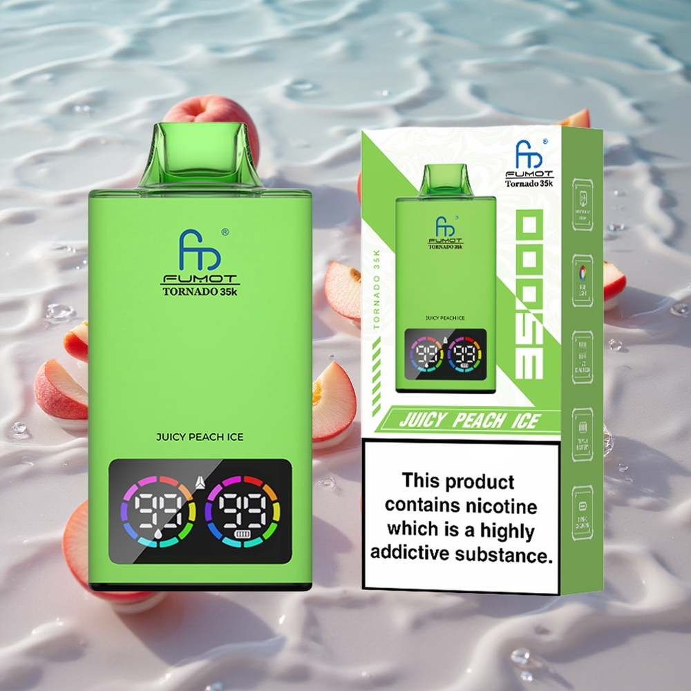 Fumot Tornado 35K Engangs Vape Juicy Peach Is med 15ml E-juice og 700 MAH Batteri