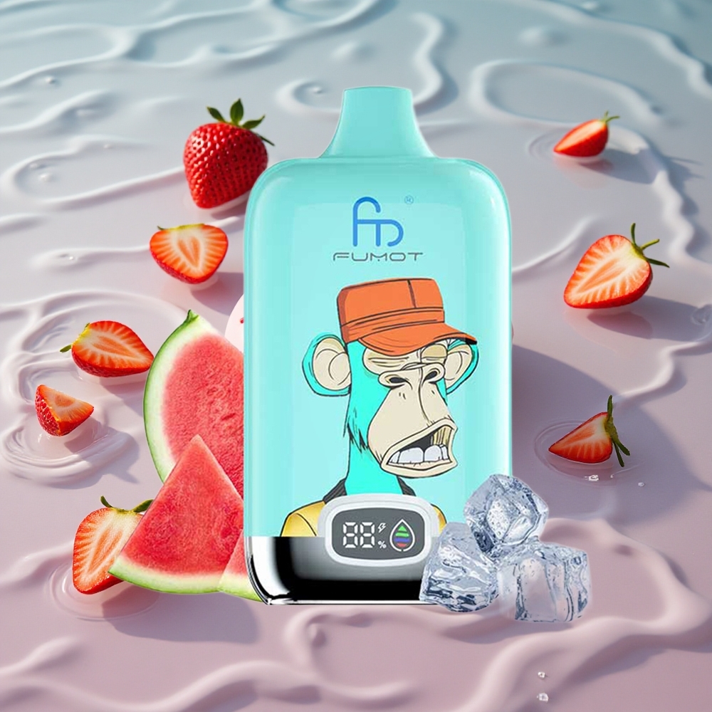 Fumot Tornado Digital Box 12000 Puffs Engangs Vape Jordbærsmørbrød med 20ml E-Væske og Mesh Coil