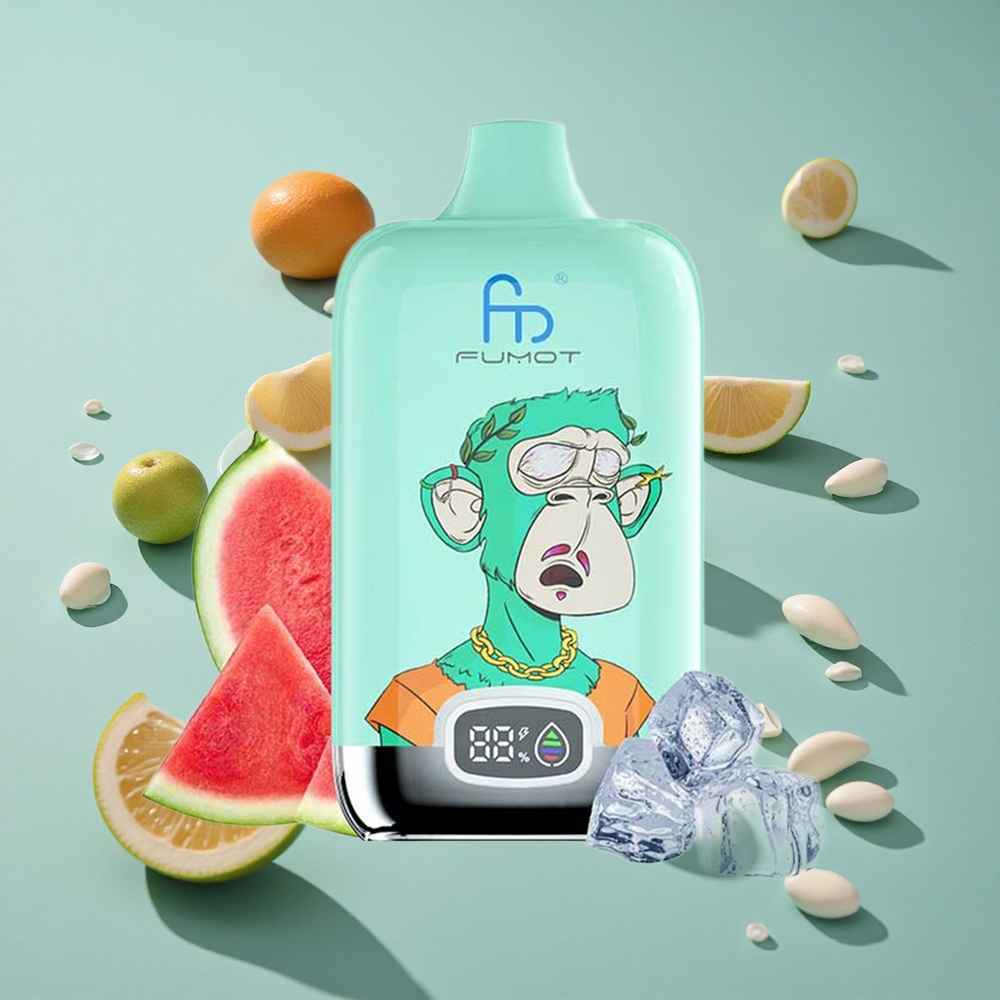 Fumot Tornado Digital Box 12000 Puffs Engangs Vape Kjølig Mynte med 20ml E-Væske og Mesh Coil