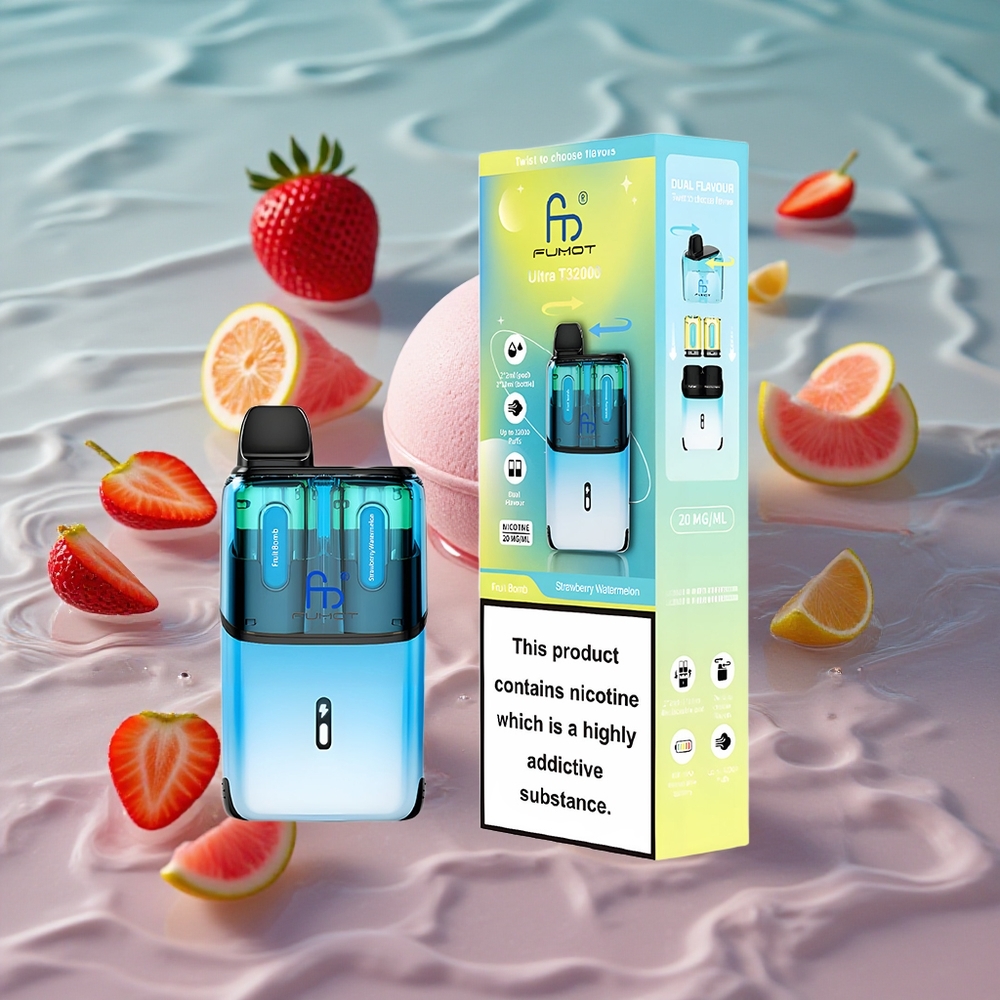 Fumot Ultra T32000 Engangs Vape Fruktbombe - Jordbær Vannmelon med 32000 Puffs og Type-C Hurtiglading